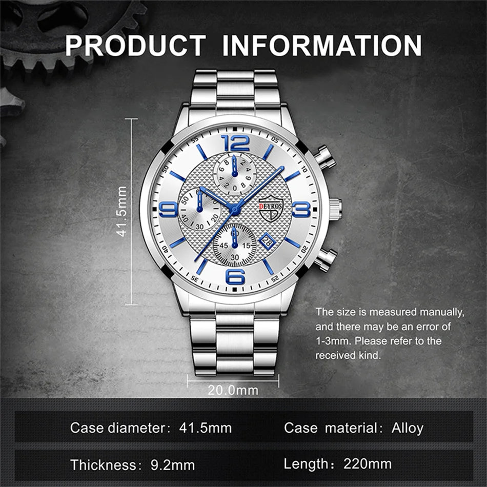 reloj hombre Luxury Business Men Watchs Stainless Steel Quartz Wrist Watch Male Leather Calendar Luminous male relogio masculino