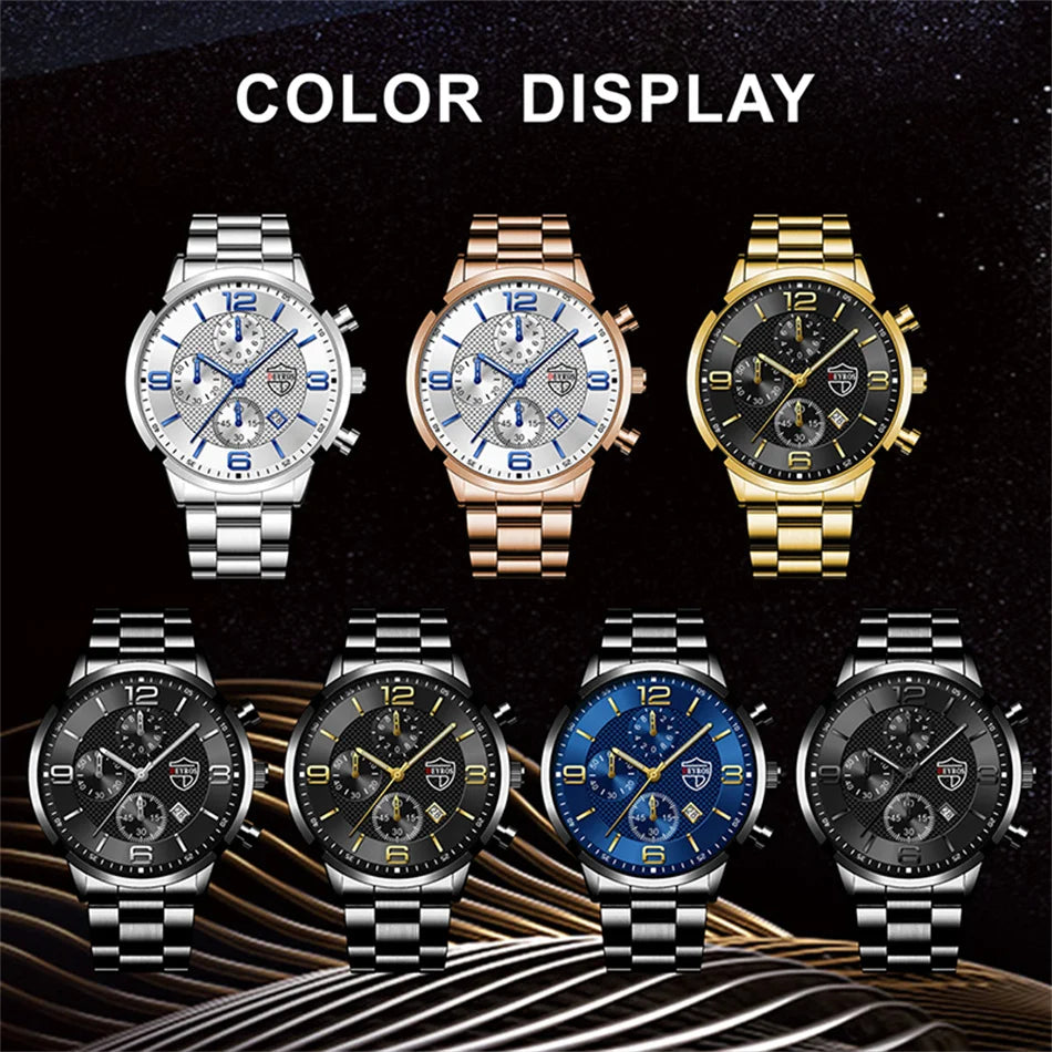 reloj hombre Luxury Business Men Watchs Stainless Steel Quartz Wrist Watch Male Leather Calendar Luminous male relogio masculino