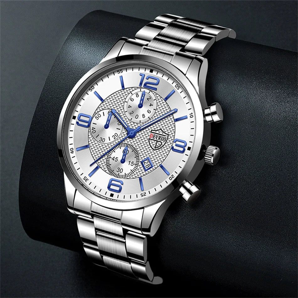 reloj hombre Luxury Business Men Watchs Stainless Steel Quartz Wrist Watch Male Leather Calendar Luminous male relogio masculino