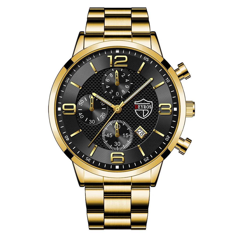 reloj hombre Luxury Business Men Watchs Stainless Steel Quartz Wrist Watch Male Leather Calendar Luminous male relogio masculino