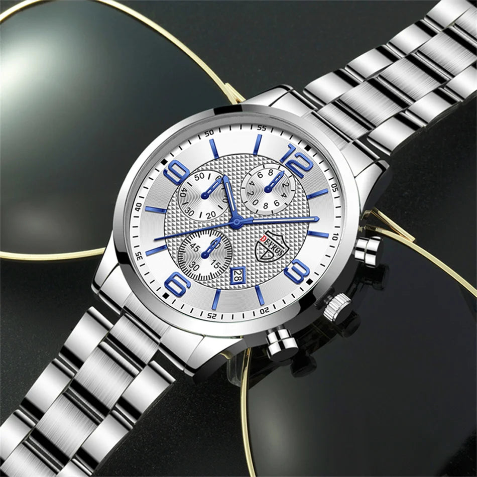 reloj hombre Luxury Business Men Watchs Stainless Steel Quartz Wrist Watch Male Leather Calendar Luminous male relogio masculino