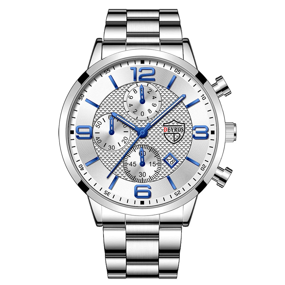 reloj hombre Luxury Business Men Watchs Stainless Steel Quartz Wrist Watch Male Leather Calendar Luminous male relogio masculino