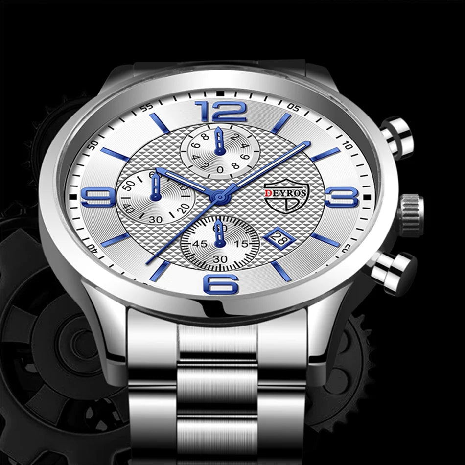 reloj hombre Luxury Business Men Watchs Stainless Steel Quartz Wrist Watch Male Leather Calendar Luminous male relogio masculino