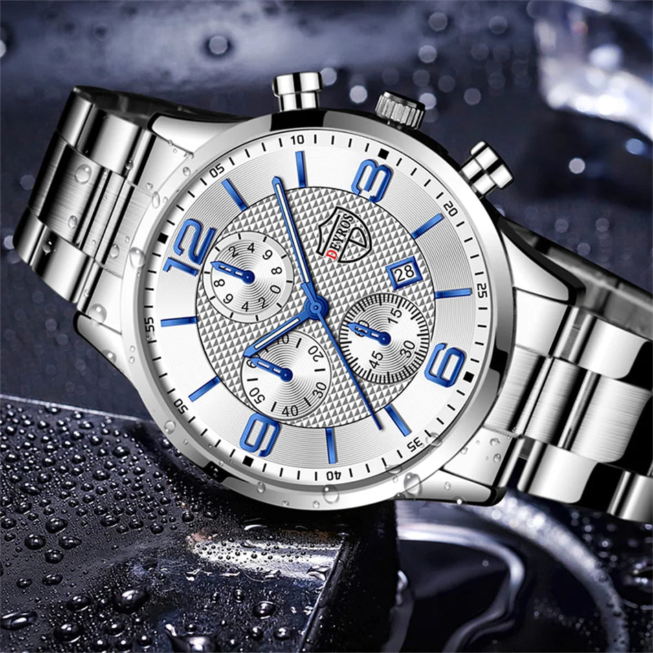 reloj hombre Luxury Business Men Watchs Stainless Steel Quartz Wrist Watch Male Leather Calendar Luminous male relogio masculino
