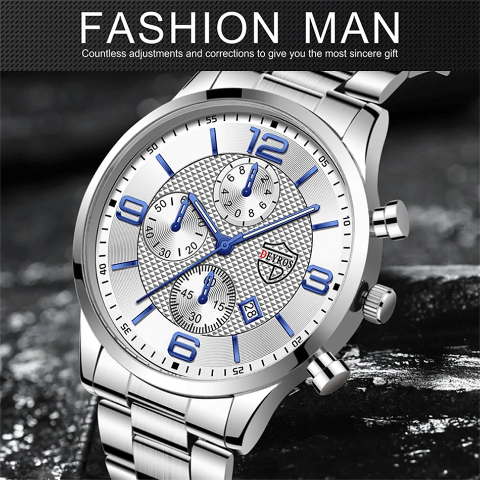 reloj hombre Luxury Business Men Watchs Stainless Steel Quartz Wrist Watch Male Leather Calendar Luminous male relogio masculino