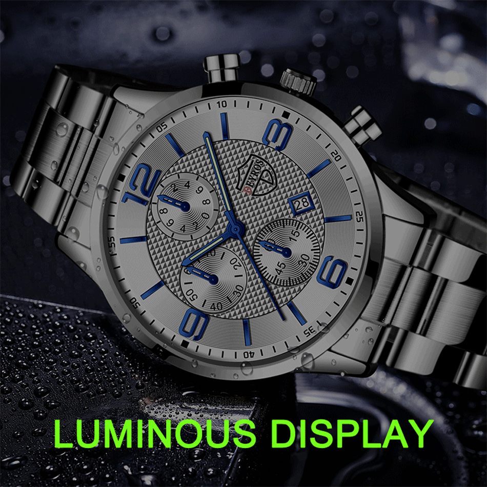 reloj hombre Luxury Business Men Watchs Stainless Steel Quartz Wrist Watch Male Leather Calendar Luminous male relogio masculino