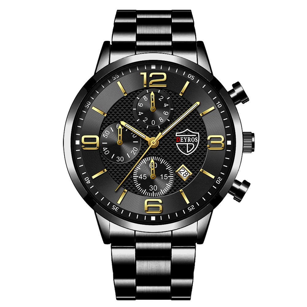 reloj hombre Luxury Business Men Watchs Stainless Steel Quartz Wrist Watch Male Leather Calendar Luminous male relogio masculino