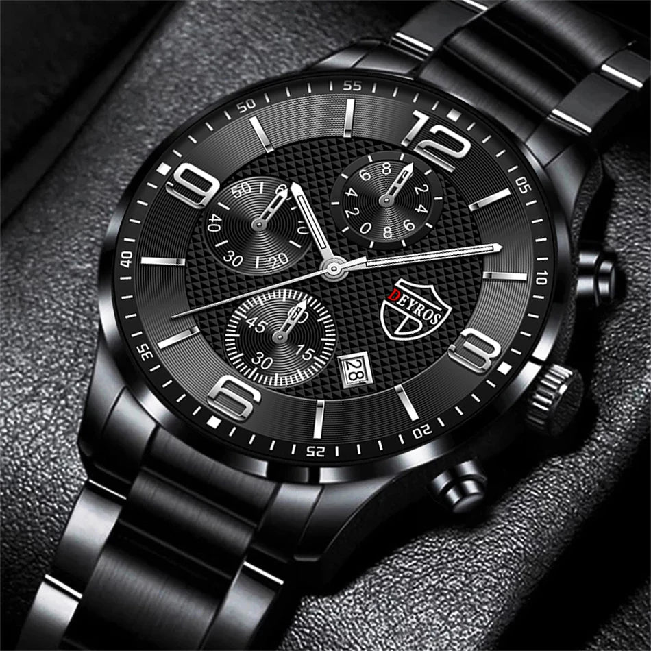 reloj hombre Luxury Business Men Watchs Stainless Steel Quartz Wrist Watch Male Leather Calendar Luminous male relogio masculino