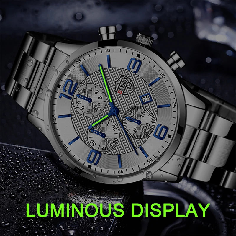 reloj hombre Luxury Business Men Watchs Stainless Steel Quartz Wrist Watch Male Leather Calendar Luminous male relogio masculino
