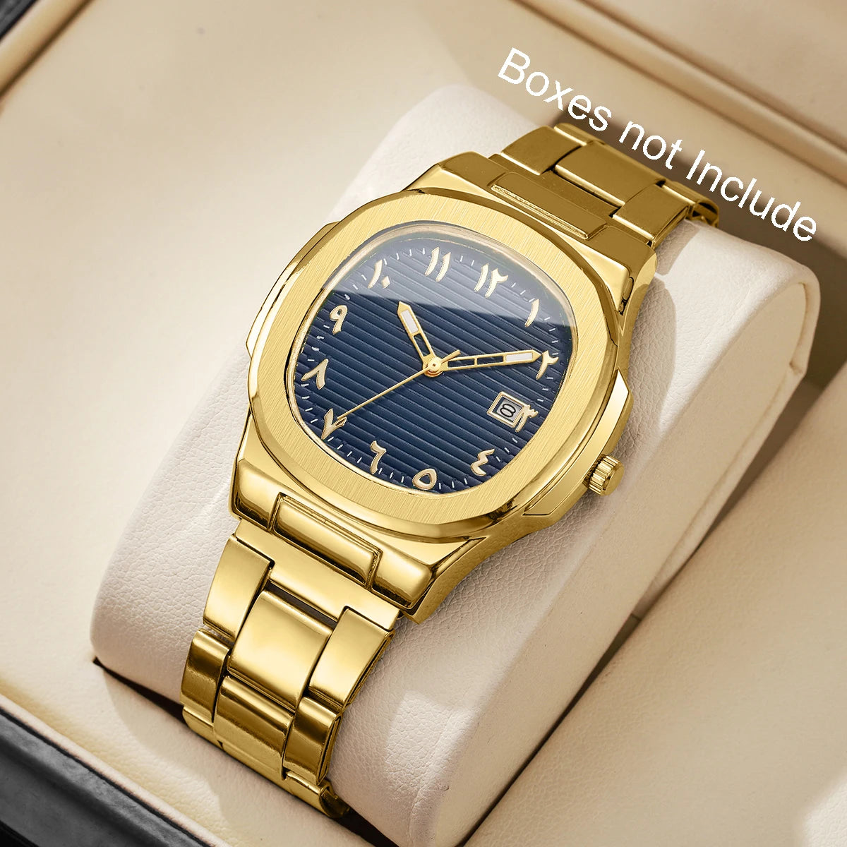 Luxury Men's Square Dial Quartz Watch | Stainless Steel Business Wristwatch with Calendar for Men