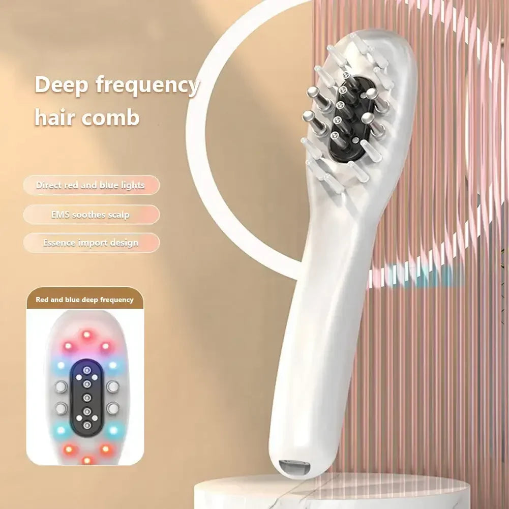 Electric RF Hair Growth Comb Oil Applicator Red Blue Vibration Head Massage Brush Micro-current Stimulates Scalp Anti-Hair Loss