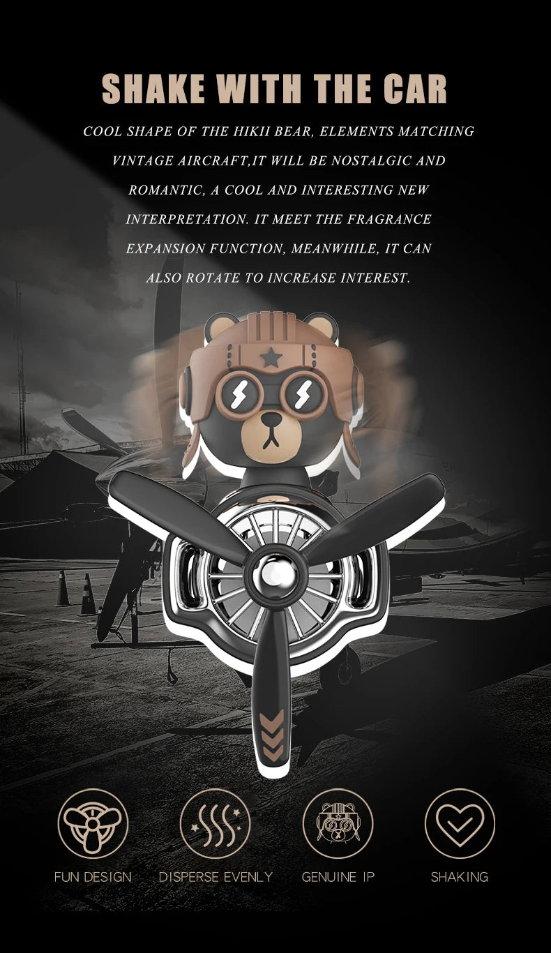 Head shaking rotating plane cool bear pilot car air fresheners accessories decoration funny aroma diffuser perfume fragrance men