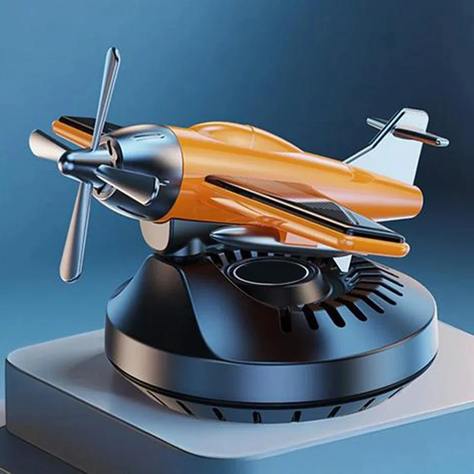 Car Solar Airplane Ornaments 360 Rotary Creative Car Center Console Powered Aircraft Ornaments Car Interior Decor Accessories