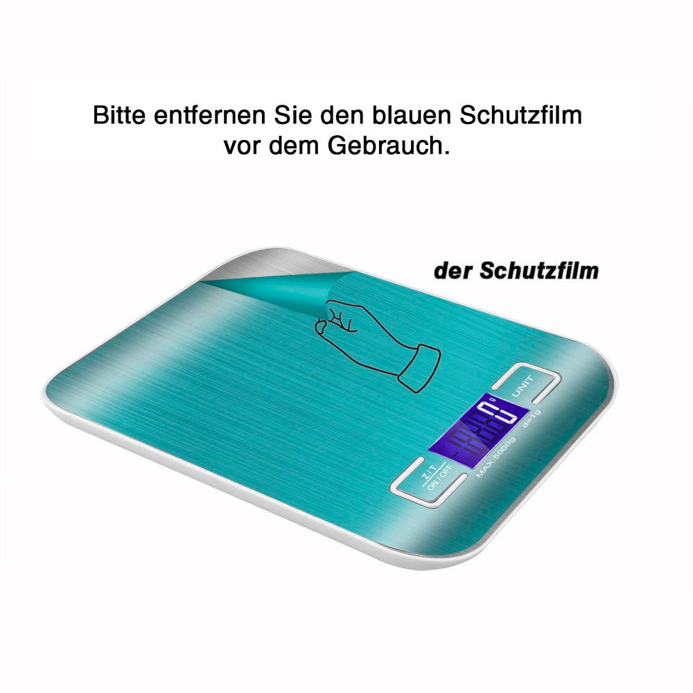 New 5kg/1g Portable Kitchen Scale Coffee Electronic Scale Stainless Steel Surface LCD Backlit Kitchen Food Scales Weighing Tool