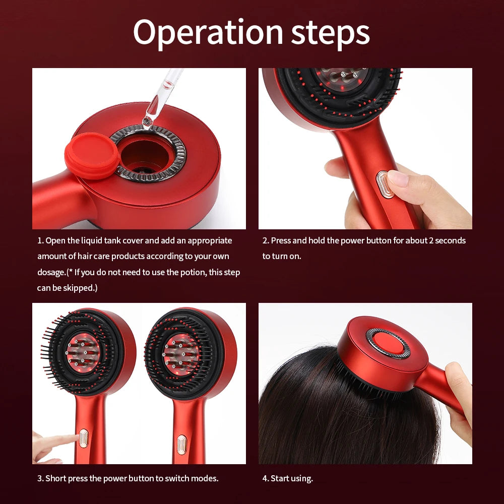 Electric Scalp Massage Comb with Red Light Therapy | Hair Growth Anti Hair Loss Massager & Oil Applicator