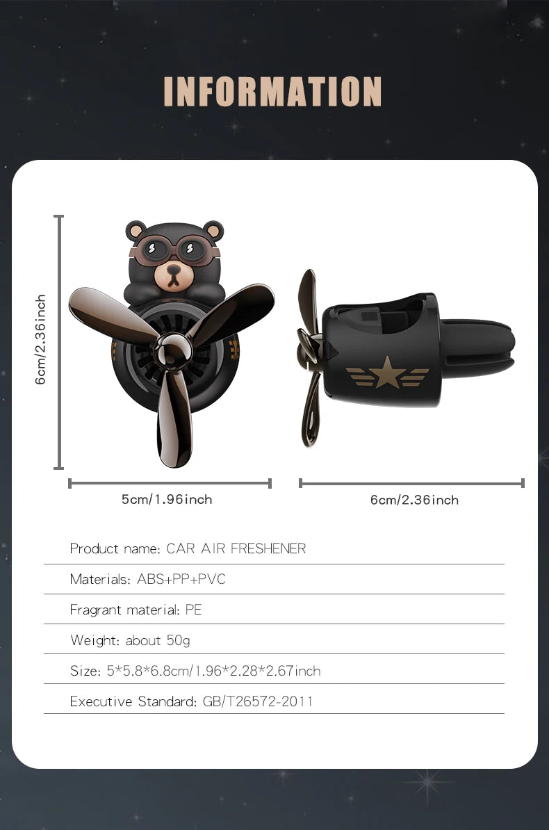 Odorless DIY perfume ornament airplane pilot bear car air freshener decoration accessories aroma vent clip fragrant diffuser men
