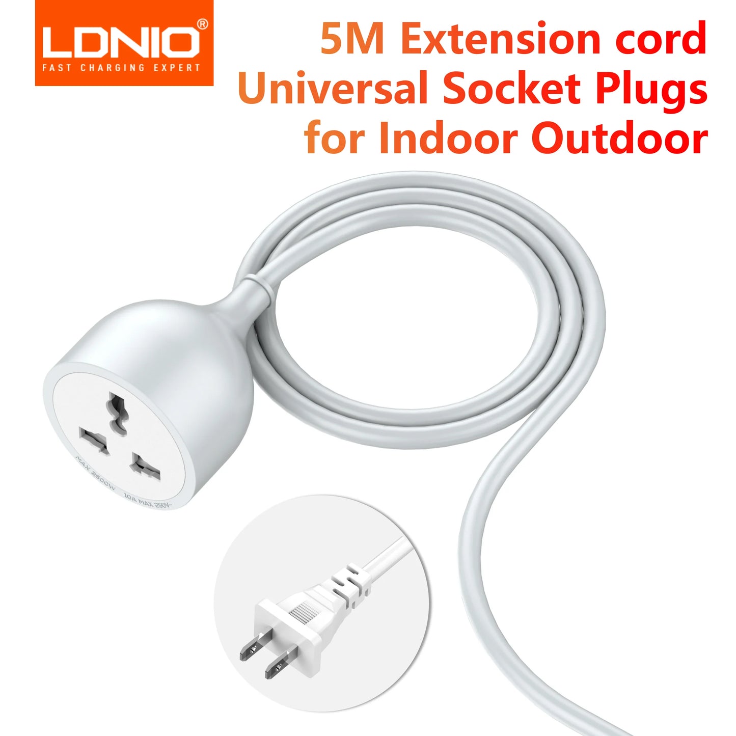 LDNIO 2500W 5M Extension Cord Universal Socket Plug Power Strips EU/UK/US Plug Electrical Socket for Home Electric Outdoor