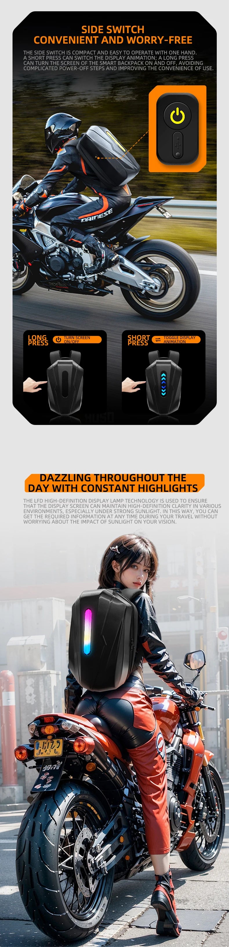LED Display Backpack APP Control Laptop Backpack Business Travel Men DIY Smart Backpack School Woman Motorbikes Outdoor Backpack
