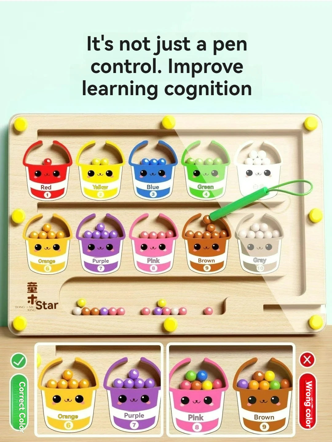 Children's Magnetic Maze Walking Ball Baby Concentration Training, Writing Logic Thinking 3-4 Year Old Early Education Puzzle To