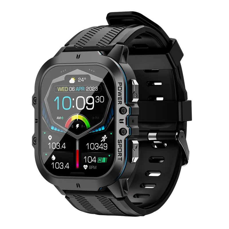 MISIRUN New C26 Smart Watch 100+ Sports Modes Bluetooth Call Smartwatch 1.96" AMOLED 1ATM Waterproof Outdoor Military Wristwatch