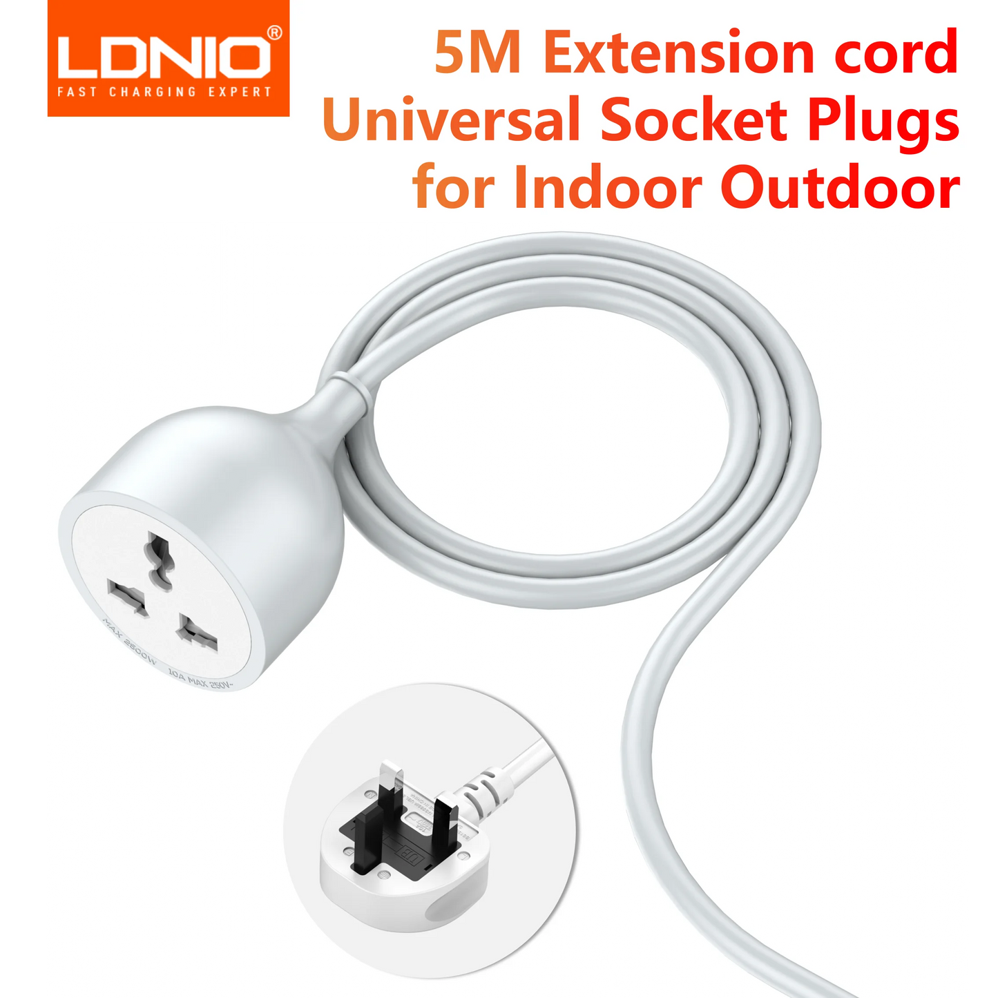LDNIO 2500W 5M Extension Cord Universal Socket Plug Power Strips EU/UK/US Plug Electrical Socket for Home Electric Outdoor