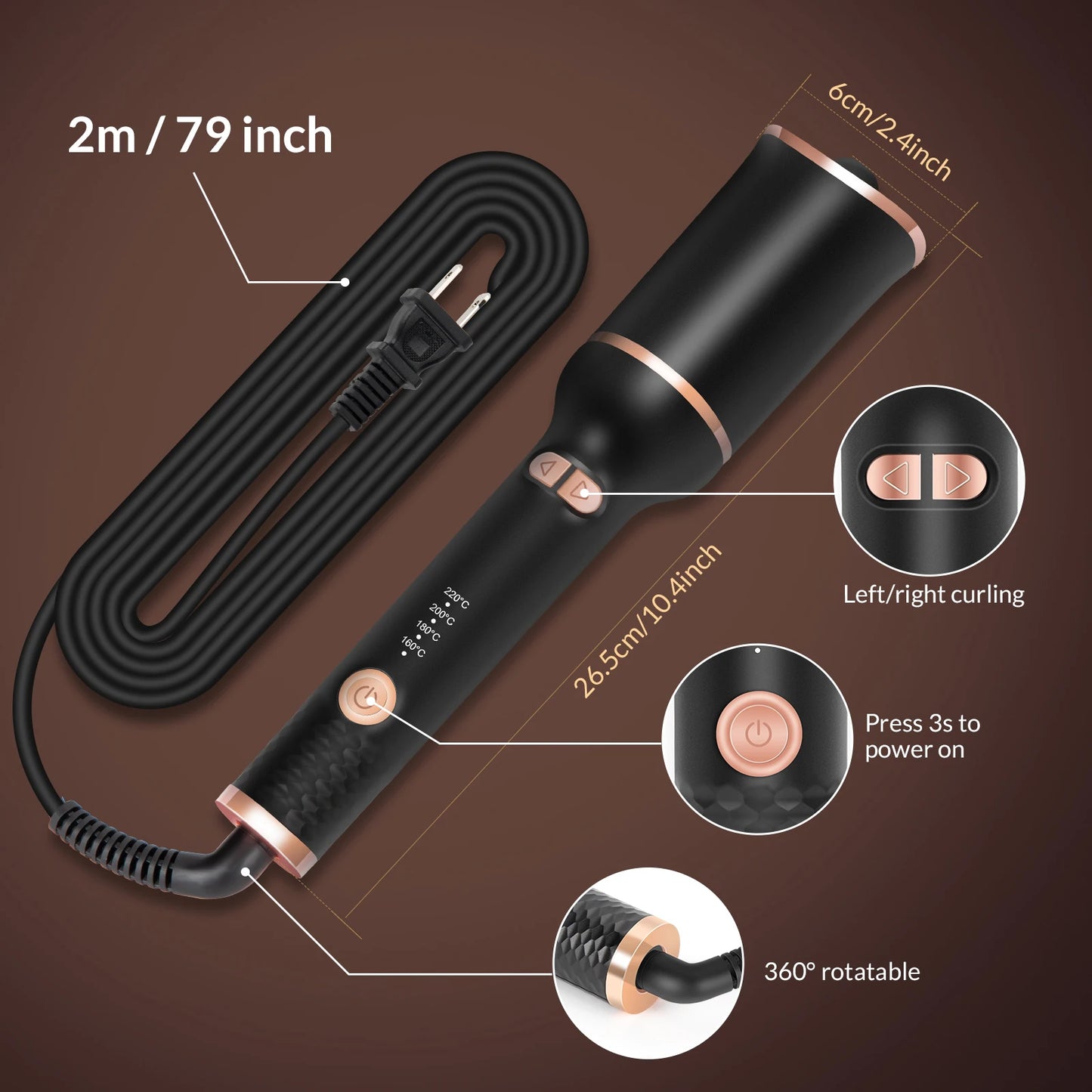 Automatic Curling Iron Electric Automatically Curly Tongs Hair Curler Machine Portable Professional Auto Rotating Wand Curl