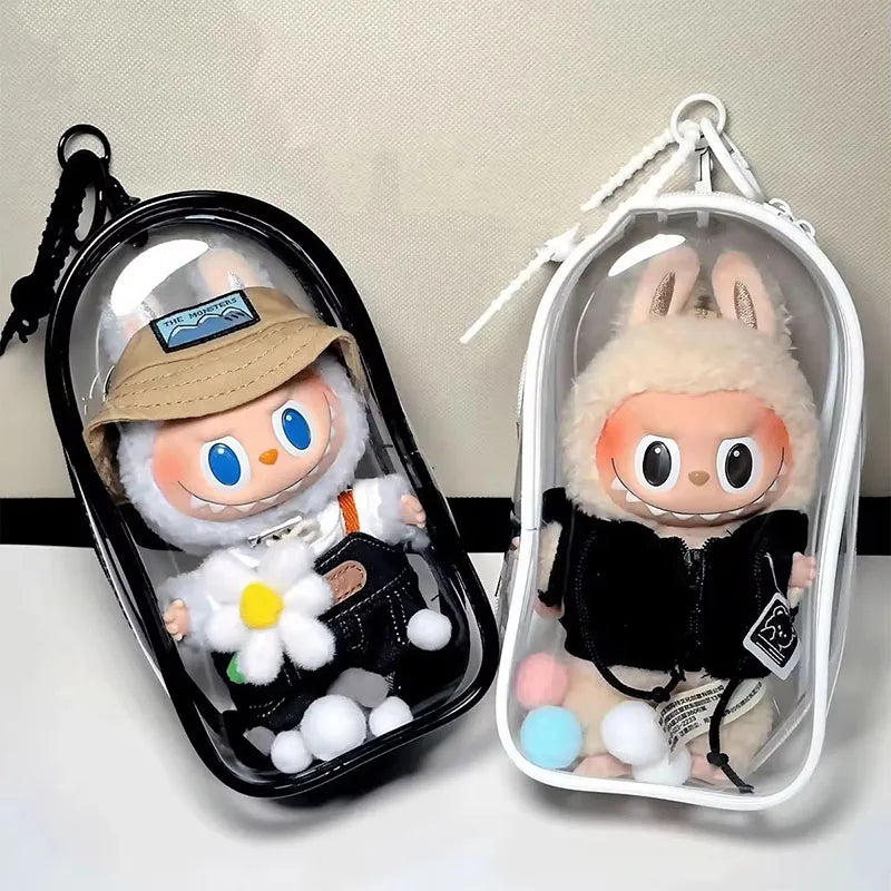 Labubu V1 V2 Storage Doll Bag PVC Transparent Protection Cover Keychain