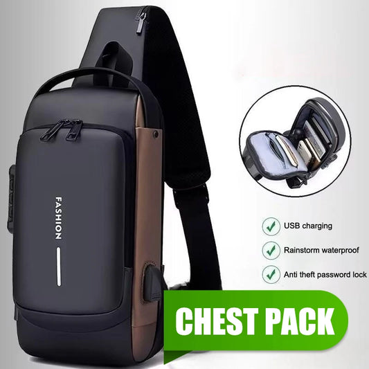 Men Crossbody Bag PU Leather Classic Anti-Theft Shoulder Bag Chest Bag Multifunctional For Men