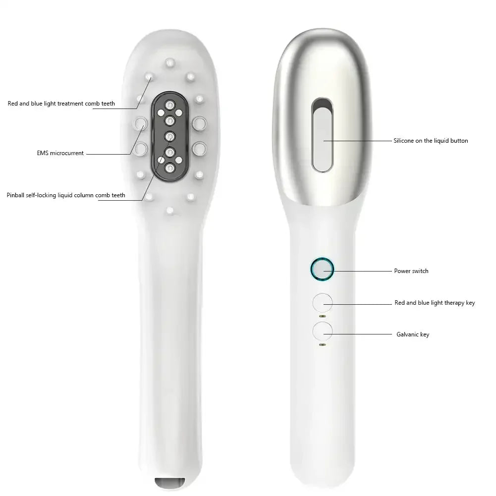 Electric RF Hair Growth Comb Oil Applicator Red Blue Vibration Head Massage Brush Micro-current Stimulates Scalp Anti-Hair Loss