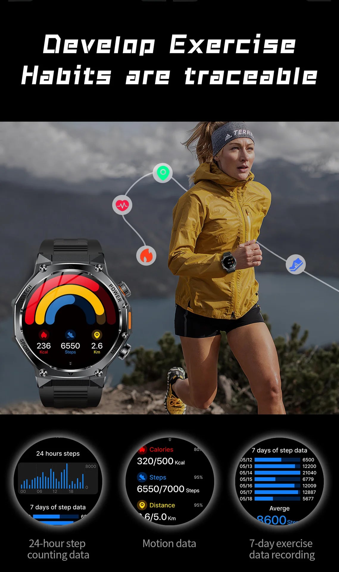 AK82 smart watch bluetooth call bluetooth call sports high definition waterproof heart rate flashlight multi-function