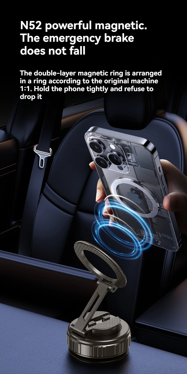 Car Mount Electric Vacuum Magnetic Holder Foldable Strong Suction Stand For Cell Phone For iphone 12 13 14 15 16 Live Streaming