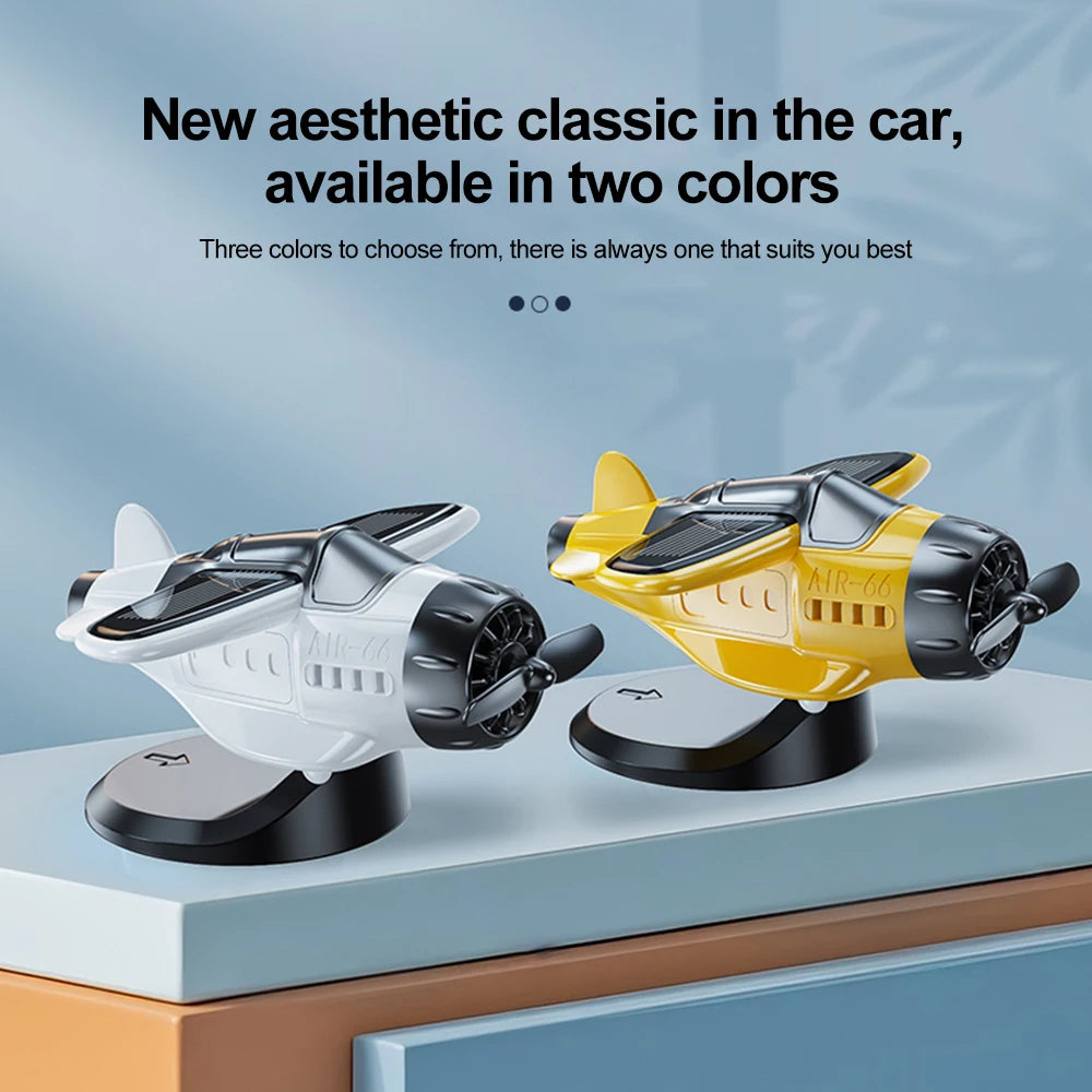 Car Solar Airplane Ornaments 360 Rotary Creative Car Center Console Powered Aircraft Ornaments Car Interior Decor Accessories