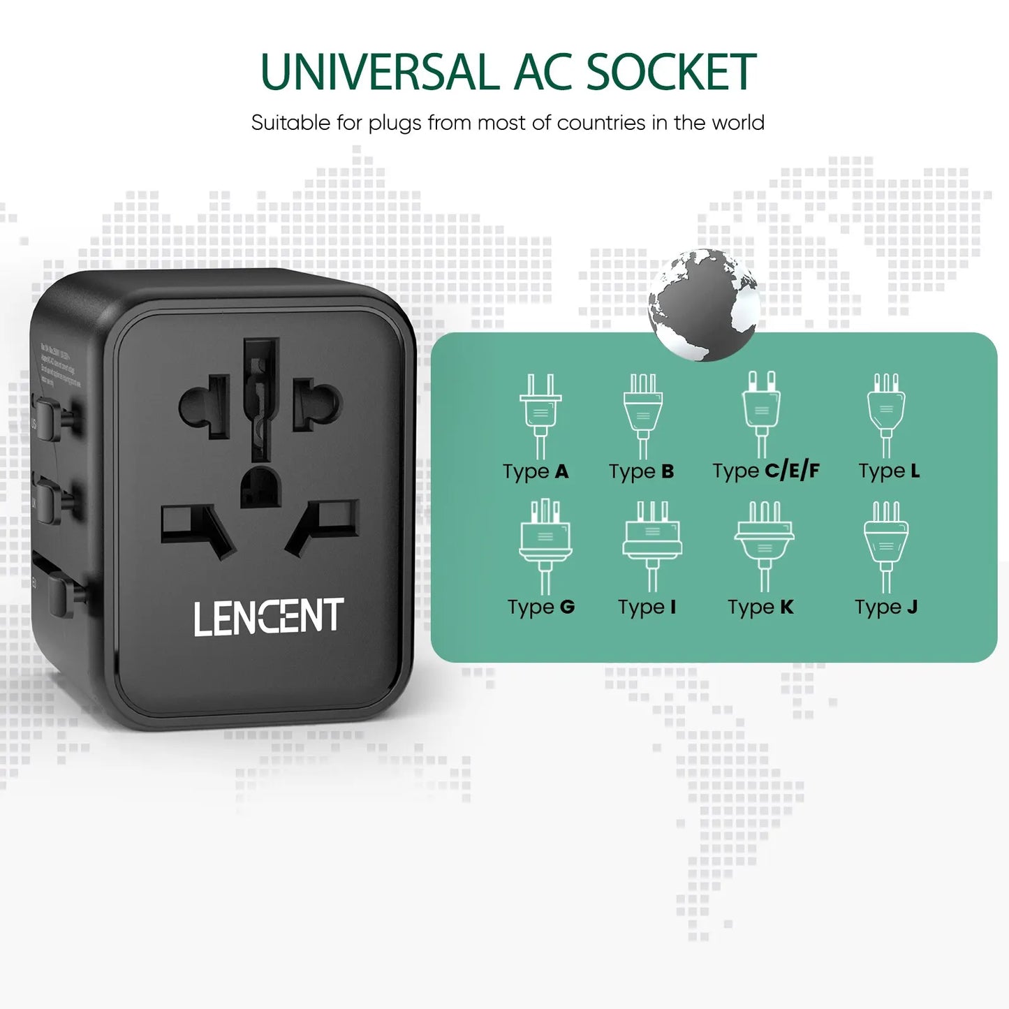 Universal Travel Adapter with USB Fast Charging