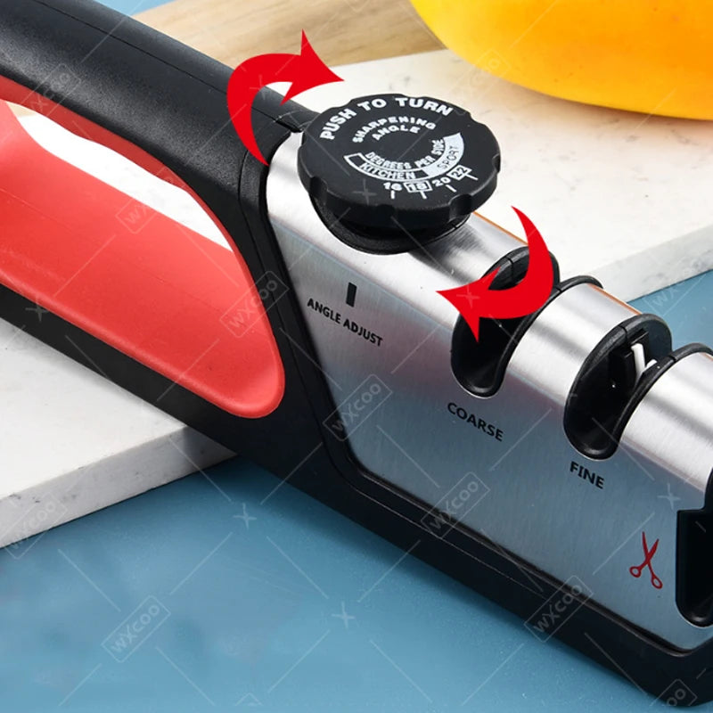 Professional 3-Stage Knife Sharpener | Multifunctional Knife & Scissor Sharpening Tool for Kitchen