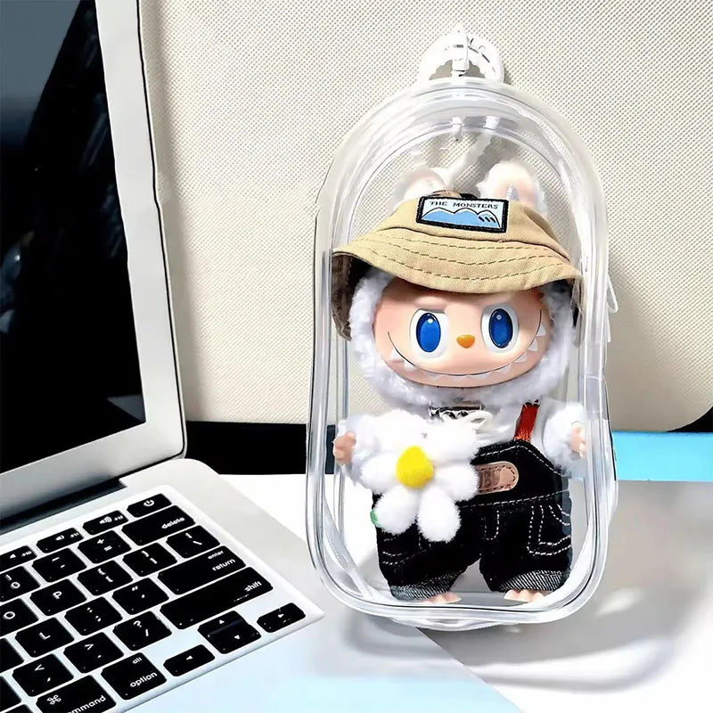 Labubu V1 V2 Storage Doll Bag PVC Transparent Protection Cover Keychain