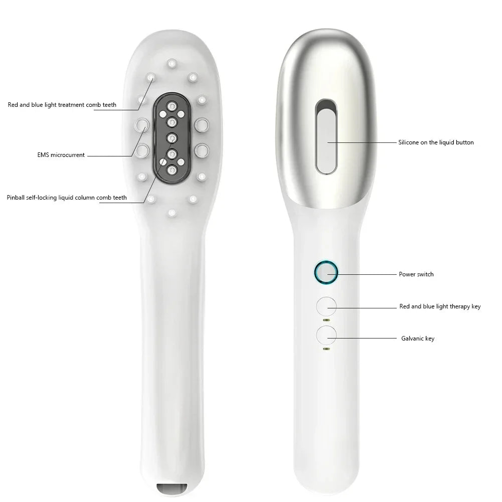 Electric RF Hair Growth Comb Oil Applicator Red Blue Vibration Head Massage Brush Micro-current Stimulates Scalp Anti-Hair Loss