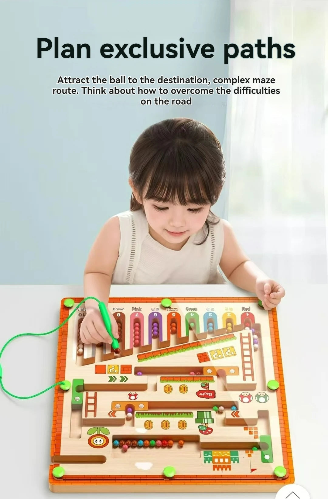 Children's Magnetic Maze Walking Ball Baby Concentration Training, Writing Logic Thinking 3-4 Year Old Early Education Puzzle To