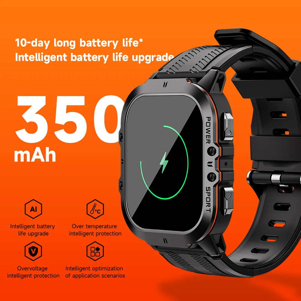 MISIRUN New C26 Smart Watch 100+ Sports Modes Bluetooth Call Smartwatch 1.96" AMOLED 1ATM Waterproof Outdoor Military Wristwatch