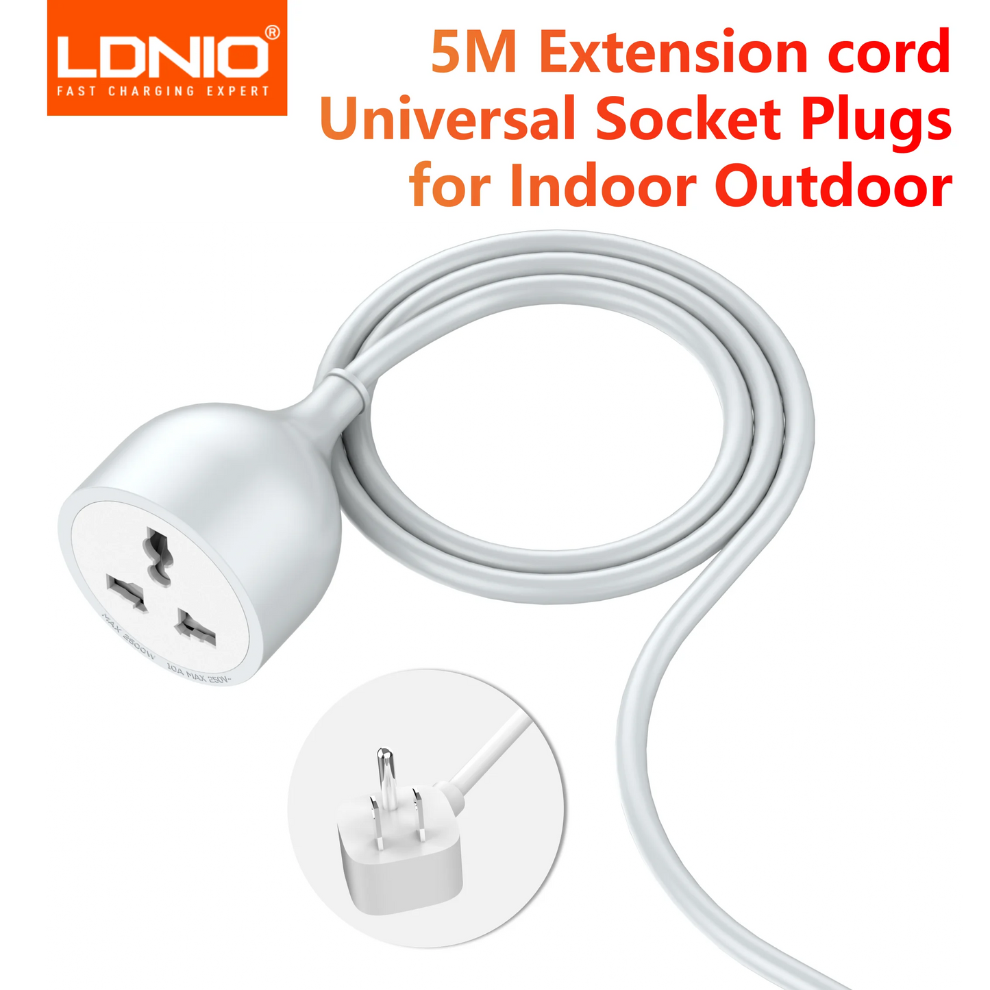 LDNIO 2500W 5M Extension Cord Universal Socket Plug Power Strips EU/UK/US Plug Electrical Socket for Home Electric Outdoor