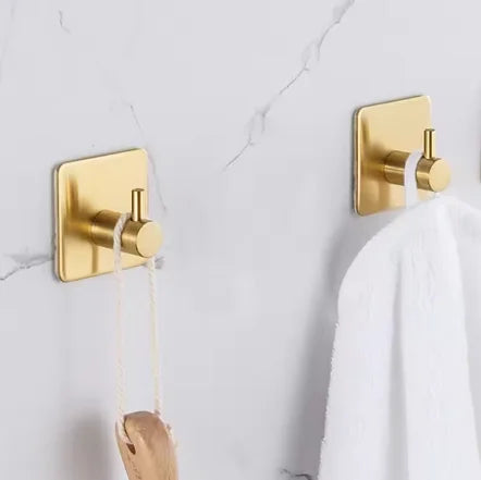 2/4pcs Self-Adhesive Towel Hooks Stainless Steel Stick-On Wall Hooks For Home Coat Robe Bathroom Organization Accessories