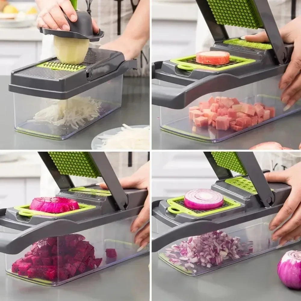 14-in-1 Multifunctional Vegetable Chopper & Slicer | Manual Food Dicer with Grater Kitchen Tool