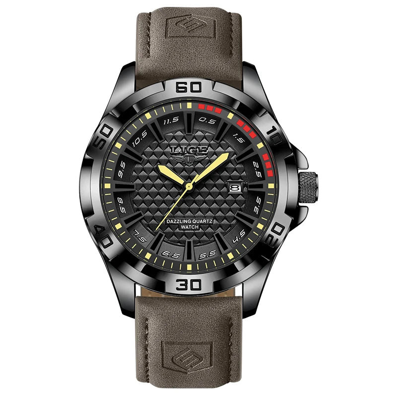 LIGE Men's Quartz Watch 2026 | Luxury Waterproof Business Sports Watch with Calendar for Men