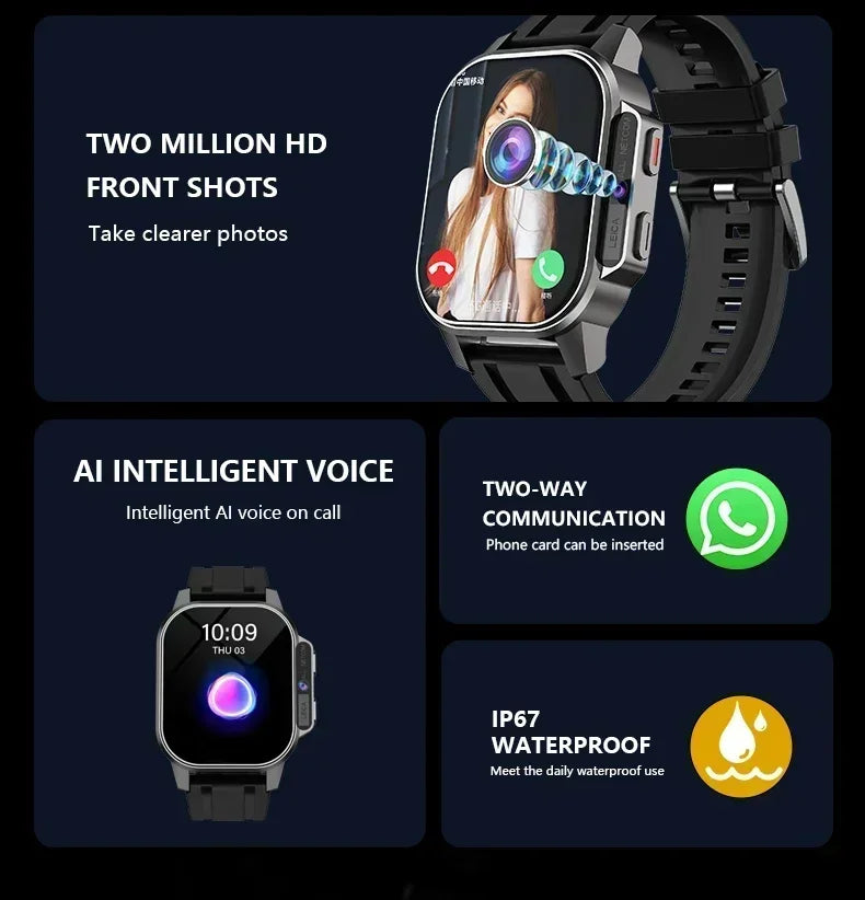 Men's smartwatchB22 4G Full Netcom 800W camera 900mAh battery support SIM card video call Health monitor Waterproof smartwatch