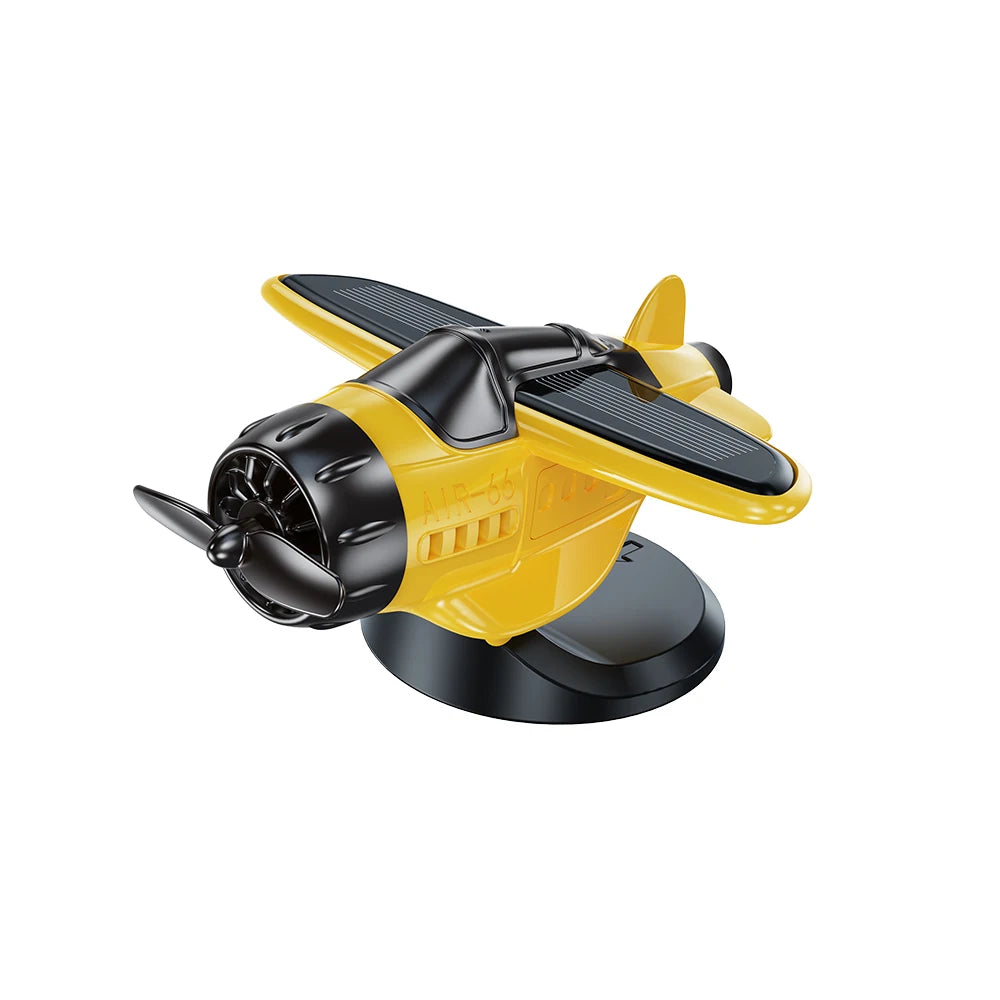 Car Solar Airplane Ornaments 360 Rotary Creative Car Center Console Powered Aircraft Ornaments Car Interior Decor Accessories