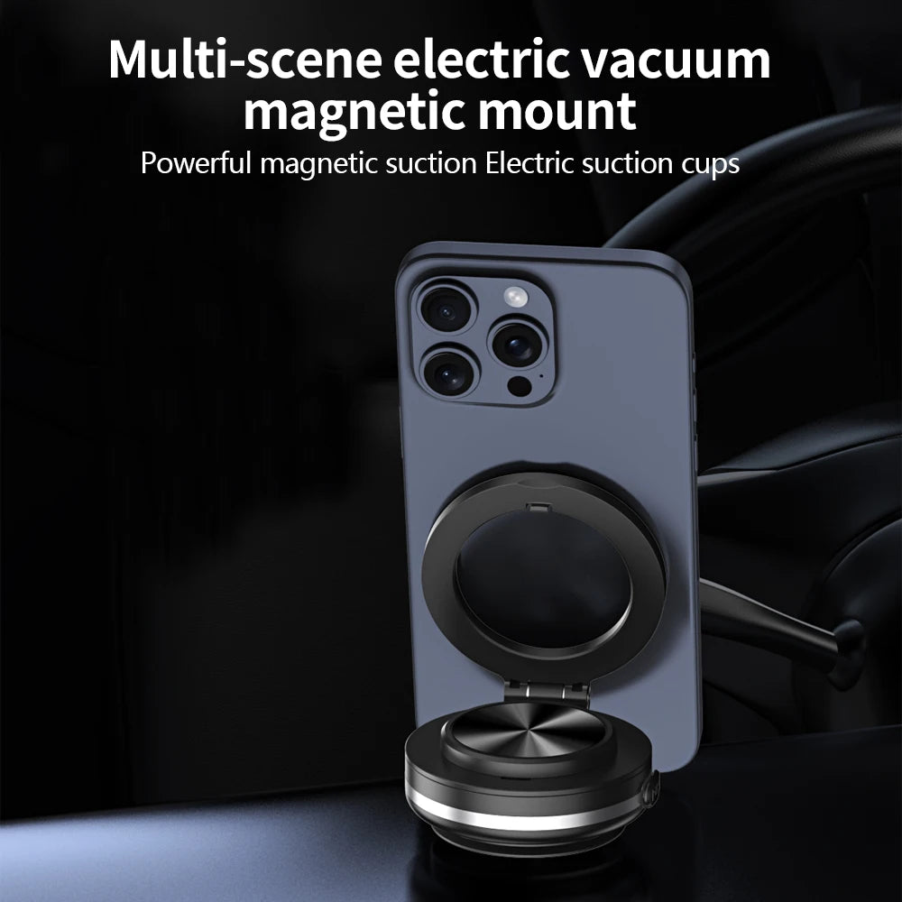 Car Phone Holder Electric Vacuum Magnetic Mount 360° Rotating N52 Strong Magnet for iPhone 12 13 14 15 16 Pro Max Xiaomi Samsung