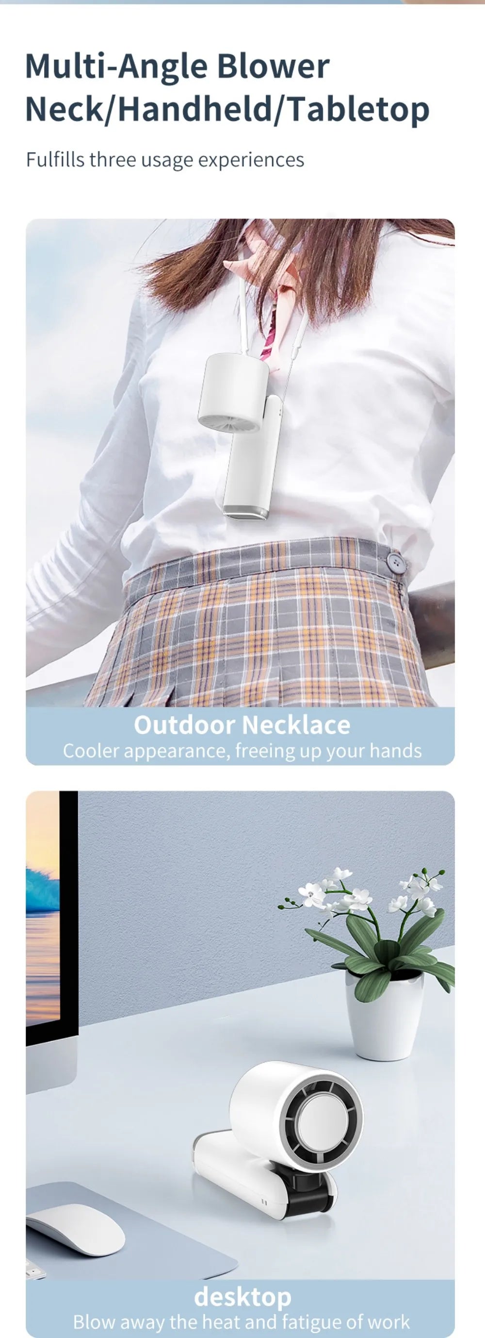 Mini Ice Compress Handheld Turbo Jet Fan 199 Wind Speeds Adjustable 4000mAh USB Rechargeable Portable Fan Outdoor Turbo Neck Fan