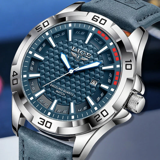 LIGE Men's Quartz Watch 2026 | Luxury Waterproof Business Sports Watch with Calendar for Men