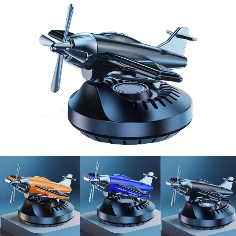 Car Solar Airplane Ornaments 360 Rotary Creative Car Center Console Powered Aircraft Ornaments Car Interior Decor Accessories