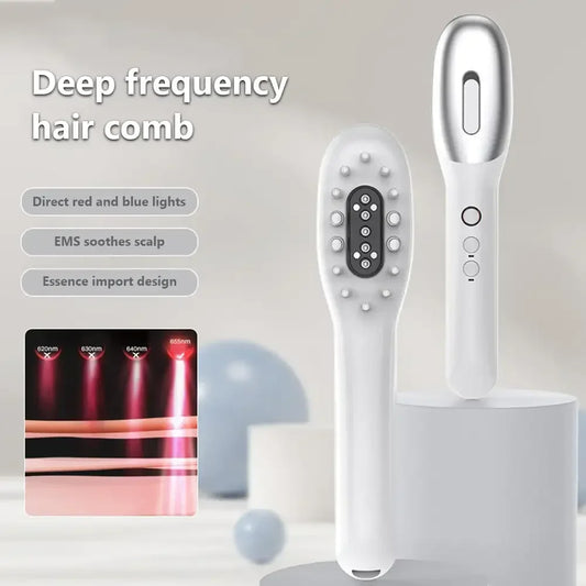 Electric RF Hair Growth Comb Oil Applicator Red Blue Vibration Head Massage Brush Micro-current Stimulates Scalp Anti-Hair Loss