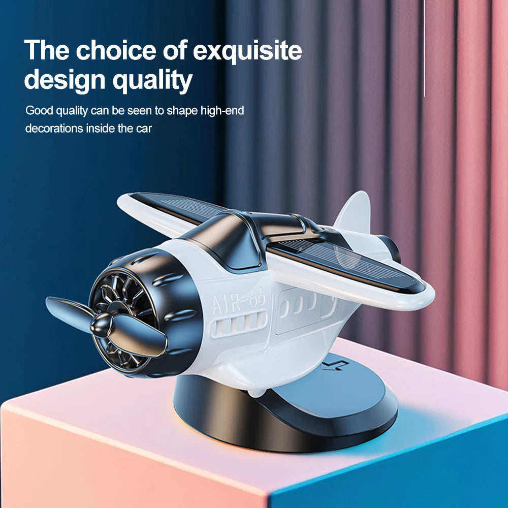 Car Solar Airplane Ornaments 360 Rotary Creative Car Center Console Powered Aircraft Ornaments Car Interior Decor Accessories